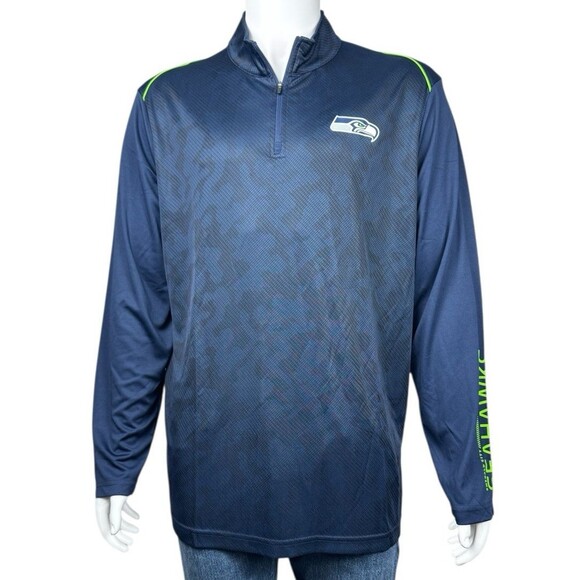 Seattle Seahawks Mens X-Large Pullover Blue Camo Emerald City NFL Team Apparel - Picture 1 of 9